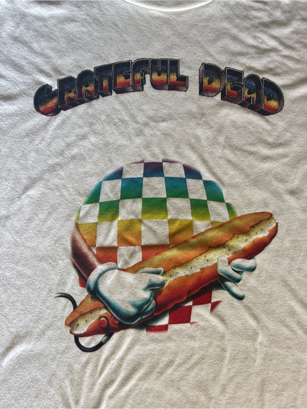 Grateful Dead Europe ‘72 Baguette 🥖 Boogie 🎸Rainbow Checkerboard Graphic Tee